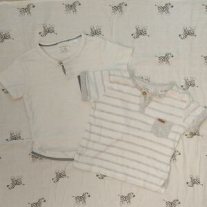 Zara White and Gray Short Sleeve Tees